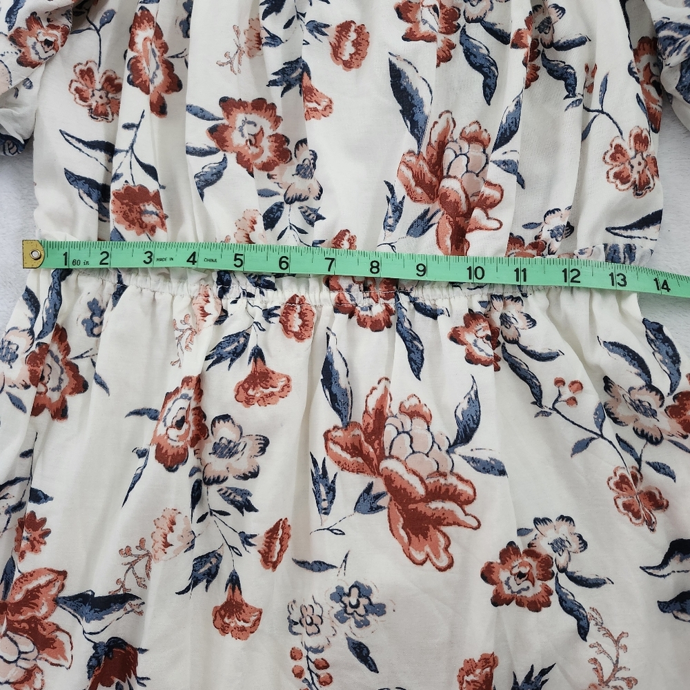 LUCKY BRAND Floral Off Shoulder Mini Dress Puff Sleeve‎ Lined Boho Chic Medium - Picture 11 of 12
